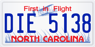 NC license plate DIE5138