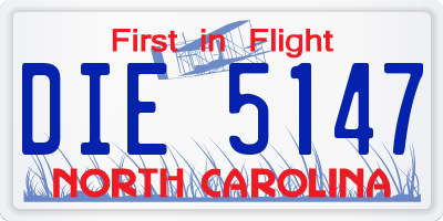 NC license plate DIE5147