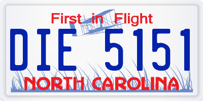 NC license plate DIE5151