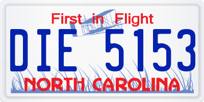 NC license plate DIE5153