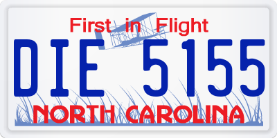 NC license plate DIE5155