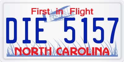NC license plate DIE5157