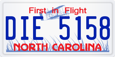NC license plate DIE5158