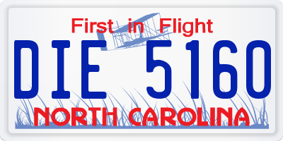 NC license plate DIE5160