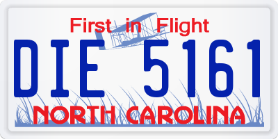 NC license plate DIE5161