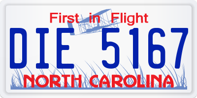 NC license plate DIE5167
