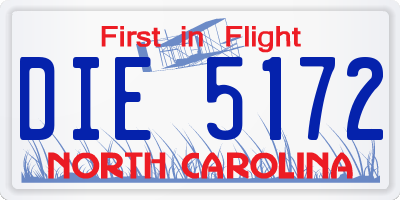 NC license plate DIE5172