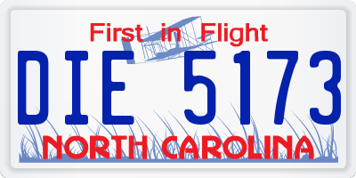 NC license plate DIE5173