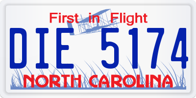 NC license plate DIE5174