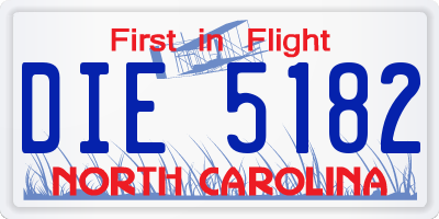 NC license plate DIE5182