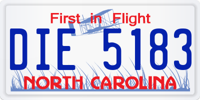 NC license plate DIE5183