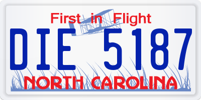 NC license plate DIE5187