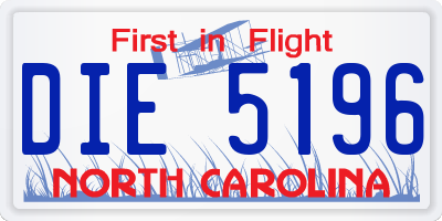 NC license plate DIE5196