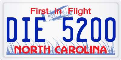 NC license plate DIE5200