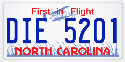 NC license plate DIE5201