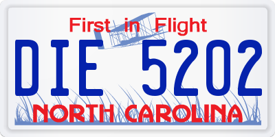 NC license plate DIE5202