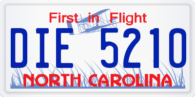 NC license plate DIE5210