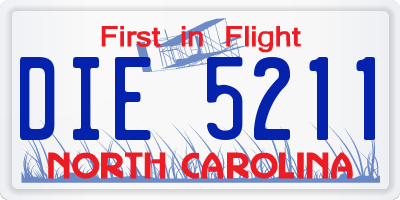 NC license plate DIE5211