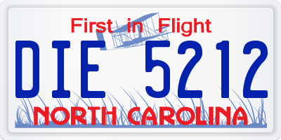 NC license plate DIE5212