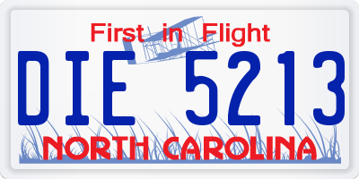 NC license plate DIE5213