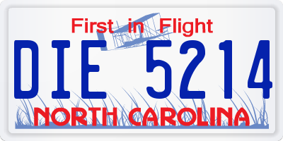 NC license plate DIE5214