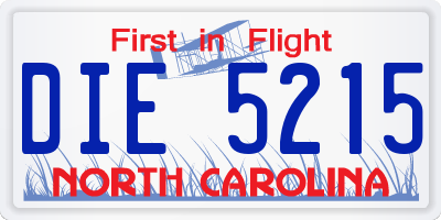 NC license plate DIE5215