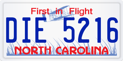 NC license plate DIE5216