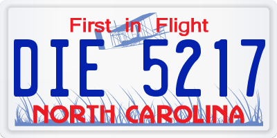 NC license plate DIE5217