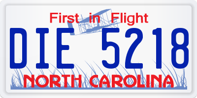 NC license plate DIE5218
