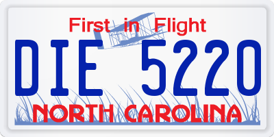 NC license plate DIE5220