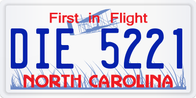 NC license plate DIE5221