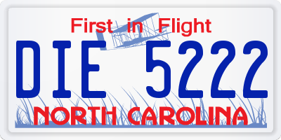 NC license plate DIE5222
