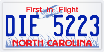 NC license plate DIE5223