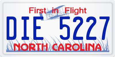 NC license plate DIE5227