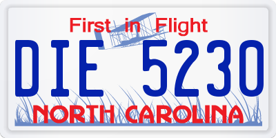 NC license plate DIE5230