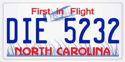 NC license plate DIE5232