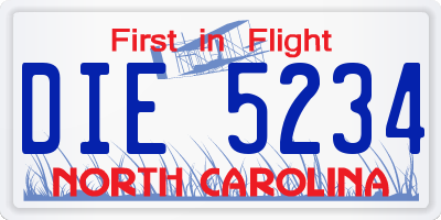 NC license plate DIE5234