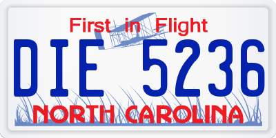NC license plate DIE5236