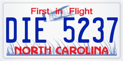 NC license plate DIE5237