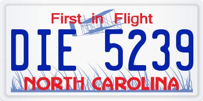 NC license plate DIE5239