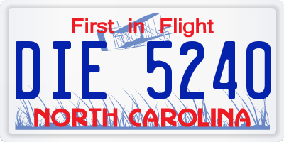 NC license plate DIE5240