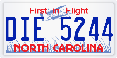 NC license plate DIE5244