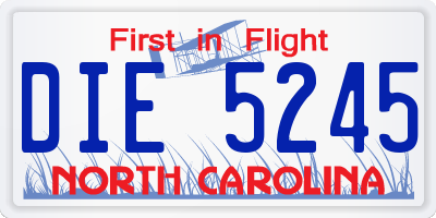 NC license plate DIE5245