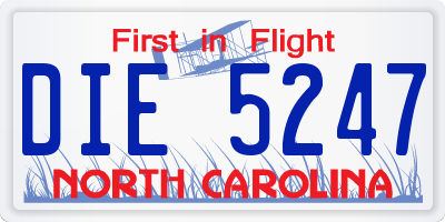 NC license plate DIE5247