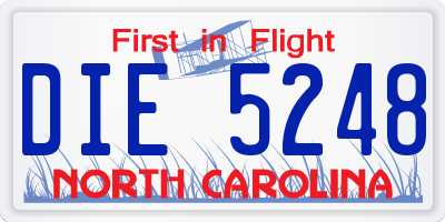 NC license plate DIE5248