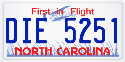 NC license plate DIE5251
