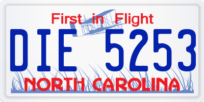 NC license plate DIE5253