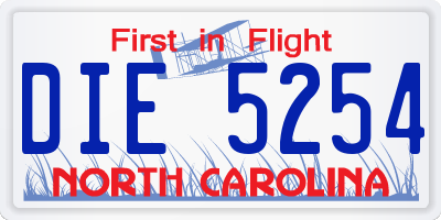 NC license plate DIE5254