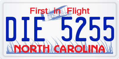 NC license plate DIE5255