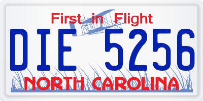 NC license plate DIE5256